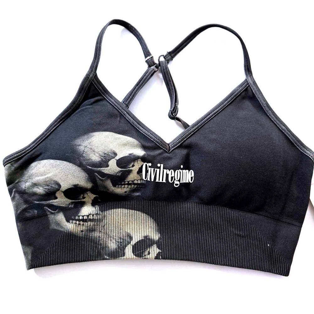 Civil Regime Dead At Sea Kelly Seamless Bra Black Oyster Skull Small‎ CRWW015